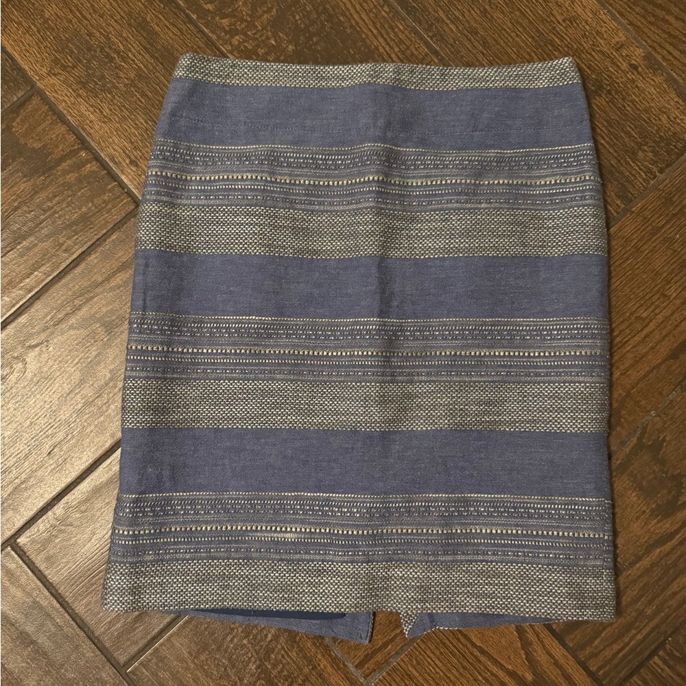 The Limited Blue and Gray Striped Pencil Skirt